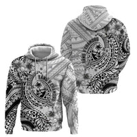 Guam-Land of the Chamorro Zip Hoodie Polynesian Tattoo Style Hibiscus and Plumeria Art