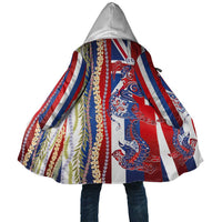 Hawaiian Sea Animals Cloak with Lei and Flag Style