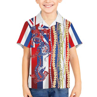 Hawaiian Sea Animals Family Matching Mermaid Dress and Hawaiian Shirt with Lei and Flag Style LT03 Son's Shirt Multicolor - Polynesian Pride