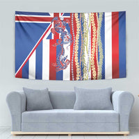 Hawaiian Sea Animals Tapestry with Lei and Flag Style