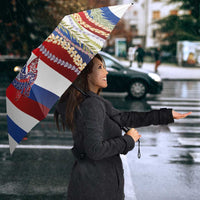 Hawaiian Sea Animals Umbrella with Lei and Flag Style
