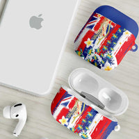 Hawaiian Sea Turtles and Plumeria AirPods Case with Lei and Flag Grunge Style