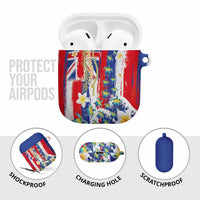 Hawaiian Sea Turtles and Plumeria AirPods Case with Lei and Flag Grunge Style