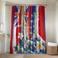 Hawaiian Sea Turtles and Plumeria Bathroom Set with Lei and Flag Grunge Style