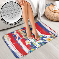 Hawaiian Sea Turtles and Plumeria Bathroom Set with Lei and Flag Grunge Style