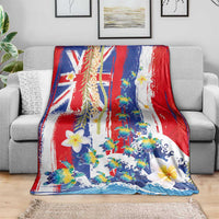 Hawaiian Sea Turtles and Plumeria Blanket with Lei and Flag Grunge Style LT03 - Polynesian Pride