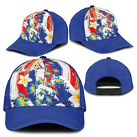 Hawaiian Sea Turtles and Plumeria Classic Cap with Lei and Flag Grunge Style