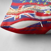 Hawaiian Sea Turtles and Plumeria Pillow Cover with Lei and Flag Grunge Style