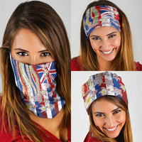 Hawaiian Polynesian Tribal Turtles Neck Gaiter with Lei and Flag Style