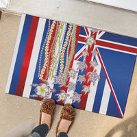 Hawaiian Polynesian Tribal Turtles Rubber Doormat with Lei and Flag Style