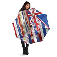 Hawaiian Polynesian Tribal Turtles Umbrella with Lei and Flag Style