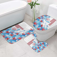 Hawaiian Tribal Manta Ray Bathroom Set Kakau Tattoo and Flowers Surfing Waves Pattern Ocean Color