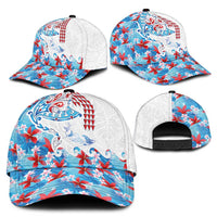 Hawaiian Tribal Manta Ray Classic Cap Kakau Tattoo and Flowers Surfing Waves Pattern Ocean Color LT03 - Polynesian Pride