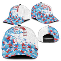 Hawaiian Tribal Manta Ray Classic Cap Kakau Tattoo and Flowers Surfing Waves Pattern Ocean Color