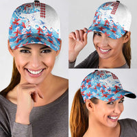 Hawaiian Tribal Manta Ray Classic Cap Kakau Tattoo and Flowers Surfing Waves Pattern Ocean Color LT03 - Polynesian Pride