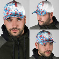 Hawaiian Tribal Manta Ray Classic Cap Kakau Tattoo and Flowers Surfing Waves Pattern Ocean Color LT03 - Polynesian Pride