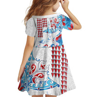 Hawaiian Tribal Manta Ray Family Matching Short Sleeve Bodycon Dress and Hawaiian Shirt Kakau Tattoo and Flowers Surfing Waves Pattern Ocean Color LT03 - Polynesian Pride