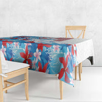 Hawaiian Tribal Manta Ray Tablecloth Kakau Tattoo and Flowers Surfing Waves Pattern Ocean Color LT03 - Polynesian Pride