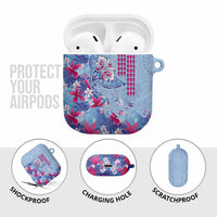 Hawaiian Tribal Manta Ray AirPods Case Kakau Tattoo and Flowers Surfing Waves Pattern Soft Color