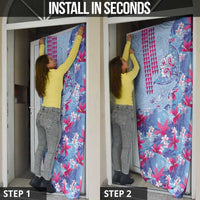 Hawaiian Tribal Manta Ray Door Cover Kakau Tattoo and Flowers Surfing Waves Pattern Soft Color