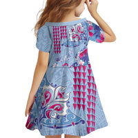 Hawaiian Tribal Manta Ray Family Matching Summer Maxi Dress and Hawaiian Shirt Kakau Tattoo and Flowers Surfing Waves Pattern Soft Color