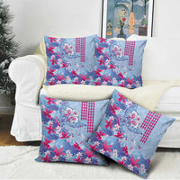 Hawaiian Tribal Manta Ray Pillow Cover Kakau Tattoo and Flowers Surfing Waves Pattern Soft Color