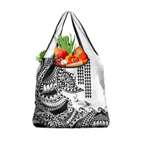 Hawaiian Tribal Manta Ray Grocery Bag Kakau Tattoo and Polynesian Art Motif Pattern