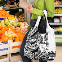 Hawaiian Tribal Manta Ray Grocery Bag Kakau Tattoo and Polynesian Art Motif Pattern