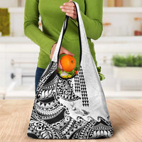 Hawaiian Tribal Manta Ray Grocery Bag Kakau Tattoo and Polynesian Art Motif Pattern