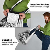 Hawaiian Tribal Manta Ray Grocery Bag Kakau Tattoo and Polynesian Art Motif Pattern