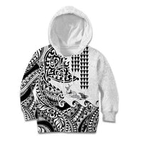 Hawaiian Tribal Manta Ray Kid Hoodie Kakau Tattoo and Polynesian Art Motif Pattern