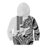 Hawaiian Tribal Manta Ray Kid Hoodie Kakau Tattoo and Polynesian Art Motif Pattern