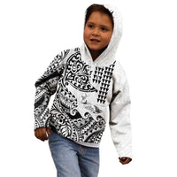Hawaiian Tribal Manta Ray Kid Hoodie Kakau Tattoo and Polynesian Art Motif Pattern