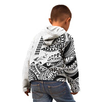 Hawaiian Tribal Manta Ray Kid Hoodie Kakau Tattoo and Polynesian Art Motif Pattern