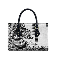 Hawaiian Tribal Manta Ray Leather Bag Kakau Tattoo and Polynesian Art Motif Pattern