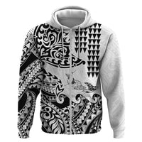 Hawaiian Tribal Manta Ray Zip Hoodie Kakau Tattoo and Polynesian Art Motif Pattern LT03 Zip Hoodie Multicolor - Polynesian Pride