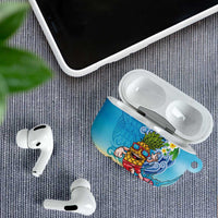 Hawaiian Funny Pineapple Surfing AirPods Case Beach with Tribal Kakau and Plumeria