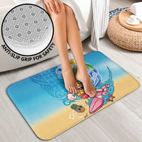 Hawaiian Funny Pineapple Surfing Bathroom Set Beach with Tribal Kakau and Plumeria