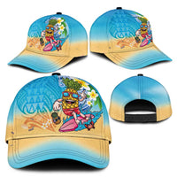 Hawaiian Funny Pineapple Surfing Classic Cap Beach with Tribal Kakau and Plumeria LT03 - Polynesian Pride