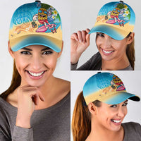 Hawaiian Funny Pineapple Surfing Classic Cap Beach with Tribal Kakau and Plumeria LT03 - Polynesian Pride