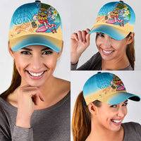 Hawaiian Funny Pineapple Surfing Classic Cap Beach with Tribal Kakau and Plumeria