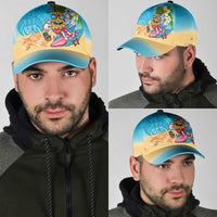 Hawaiian Funny Pineapple Surfing Classic Cap Beach with Tribal Kakau and Plumeria LT03 - Polynesian Pride
