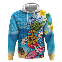 Hawaiian Funny Pineapple Surfing Hoodie Beach with Tribal Kakau and Plumeria