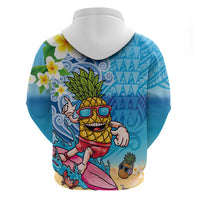 Hawaiian Funny Pineapple Surfing Hoodie Beach with Tribal Kakau and Plumeria