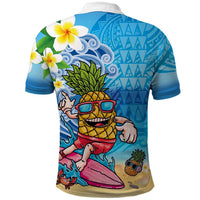 Hawaiian Funny Pineapple Surfing Polo Shirt Beach with Tribal Kakau and Plumeria LT03 - Polynesian Pride
