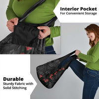 Hawaiian Taro Leaves and Ohia Lehua Grocery Bag Polynesian Tribal Art Tropical Plants Motifs Grayscale