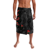 Hawaiian Taro Leaves and Ohia Lehua Lavalava Polynesian Tribal Art Tropical Plants Motifs Grayscale