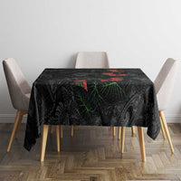 Hawaiian Taro Leaves and Ohia Lehua Tablecloth Polynesian Tribal Art Tropical Plants Motifs Grayscale