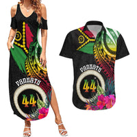 Vanuatu 44th Anniversary Couples Matching Summer Maxi Dress and Hawaiian Shirt Boars Tusk Tugeta Yumi Selebretem Indipendens Dei