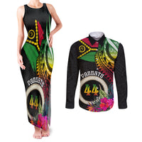 Vanuatu 44th Anniversary Couples Matching Tank Maxi Dress and Long Sleeve Button Shirt Boars Tusk Tugeta Yumi Selebretem Indipendens Dei